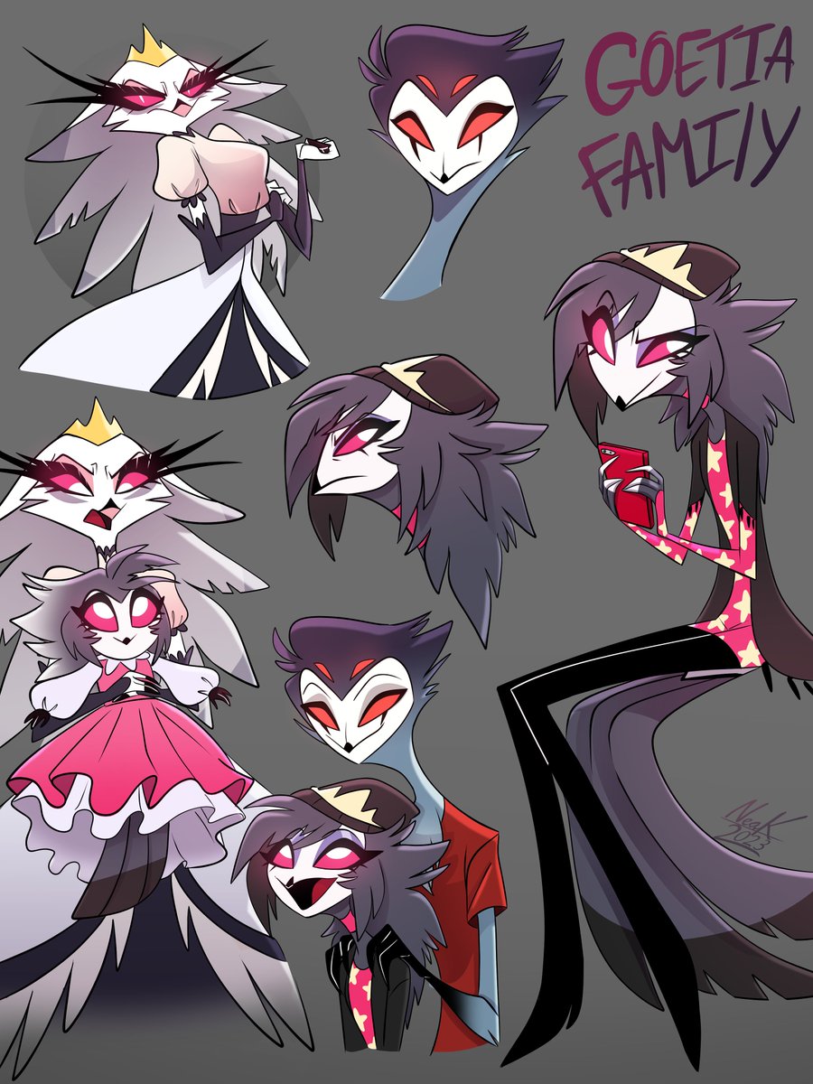 akuma_nemui's tweet photo. The Goetia family. 👑👑👑
(It was supposed to be just a sketch, but I got carried away.😆😆😆)

#HelluvaBoss #HelluvaBossOctavia #HelluvaBossStolas  #HelluvaBossStella #HelluvaBossFanart https://t.co/6Tyk9IO2Yc