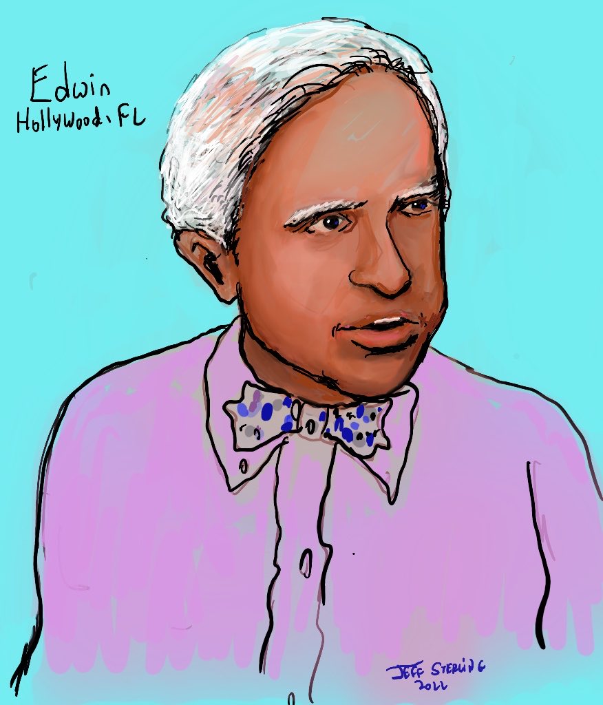 Edwin, a retired #CollegeProfessor attended a #FoodTruckFestival in #HollywoodFlorida. Organizers also booked #Caricature entertainment featuring #DigitalCaricatures by professional #CaricatureArtist Jeff Sterling. For #Caricaturist availability in #BrowardCounty 954-305-1725