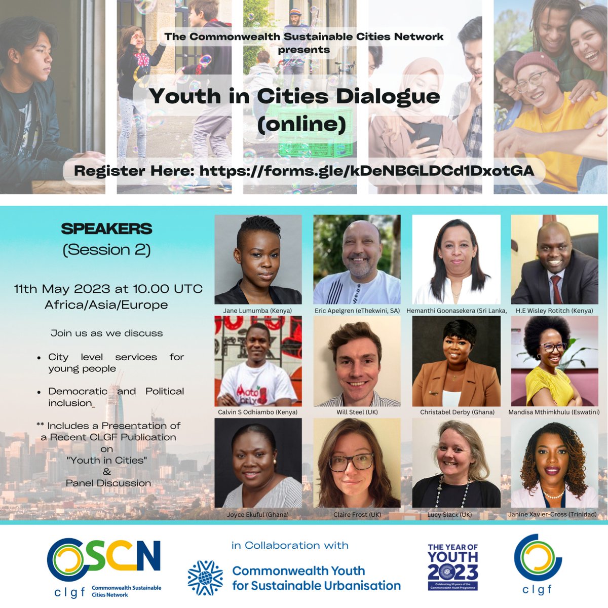 It's happening tomorrow. Join @CLGF_News and partners for this online, interactive dialogue on #Youth in #Cities. Registration is free and still open.
#CSCN #YearofYouth 
@CLGFSG_LSLACK @ClaireFrost10 @sdgs_ug @ngoforum @UyonetUg @EAYouthForSDGs @EAYNOfficial