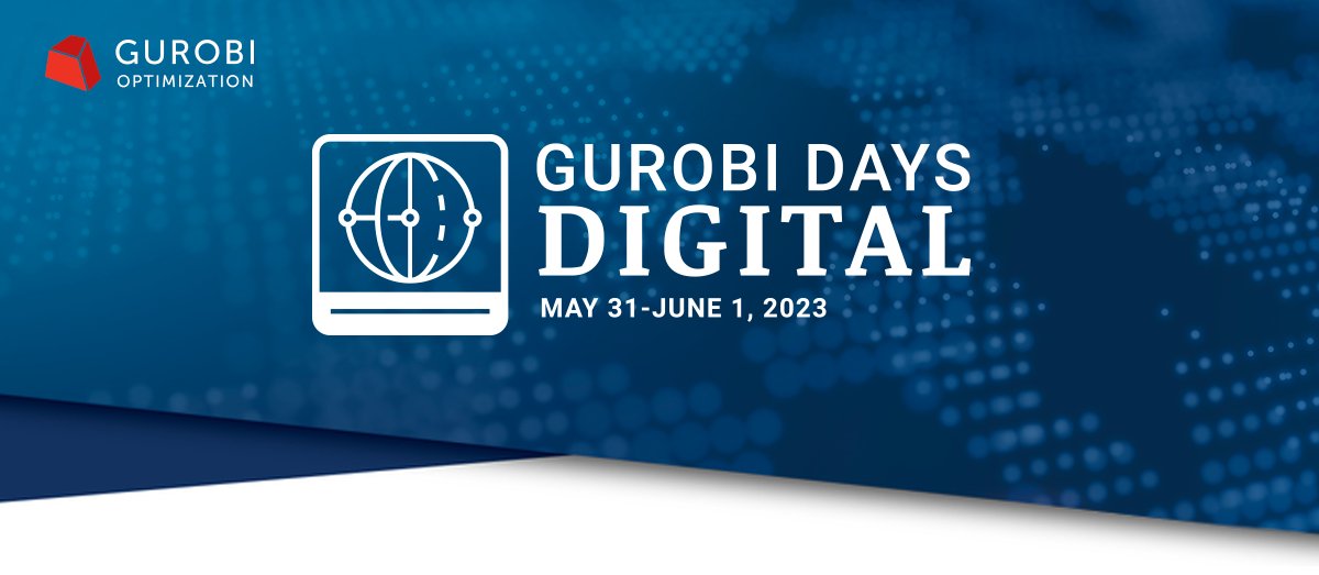 Registration for Gurobi Days Digital 2023 is now open! Join us for this free, virtual event! You will receive training presented by Gurobi technologists & have a chance to engage with the community of Gurobi users from around the world. Register now: ow.ly/nAqB50OkESV