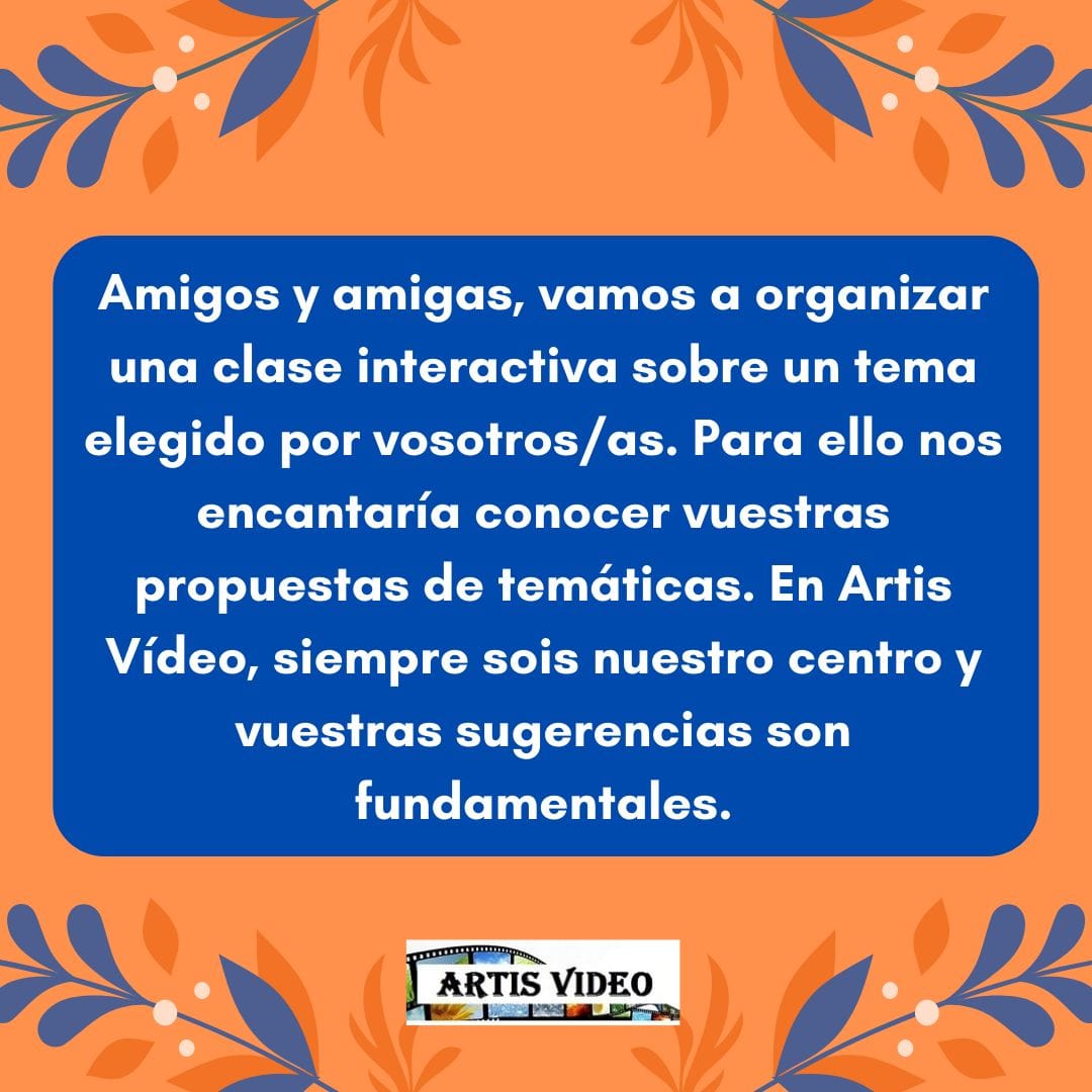 ArtisVideo1's tweet photo. Hola a todos/as, nos encantaría leer vuestras sugerencias de temáticas para nuestra próxima Masterclass. Queremos que seáis vosotros siempre nuestra base y nuestra inspiración. Mil gracias siempre. #Distribución #Cortometrajes #ArtisVídeo https://t.co/PqFfCM68c5
