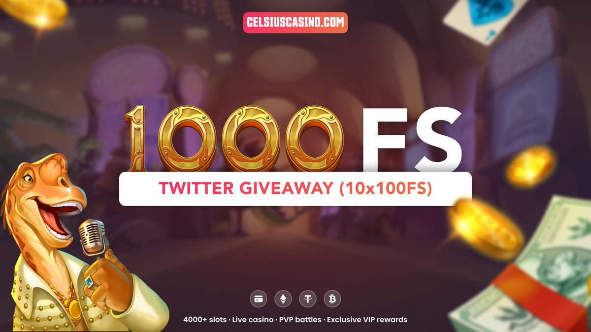 celsiuscasino's tweet photo. 💰Twitter Giveaway💰 

We're giving 1000 FS!!! (100 to 10 users)  

Conditions: 
❤️Follow us 
❤️Like &amp; Retweet this tweet 
❤️Leave a comment with your Celsius username  

Play with Celsius https://t.co/xFK3bR6PmS https://t.co/WKdP2gBSFQ