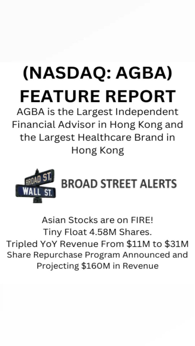 $AGBA Moving Higher. Full Analysis - mailchi.mp/broadstreetale…]
#stockstowatch , #StocksToBuy , #BTRTG, Could run like $TOP, $HCDI, $MVST, #WALLSTREETBETS, #WSB, #memestocks, $GME, $AMC, $STSS