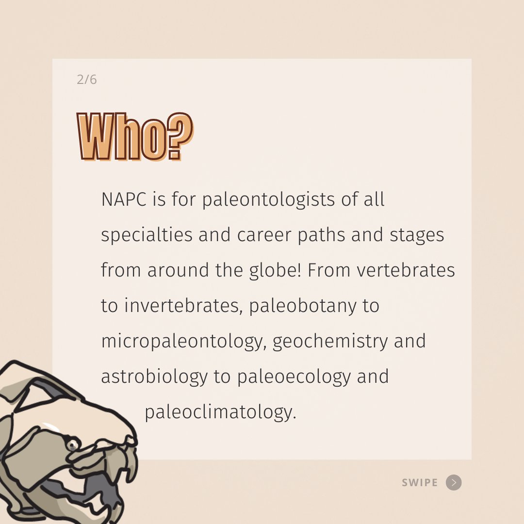 Over the next few weeks we will be answering all your W’s (who, what, when, where, why?) about NAPC 2024! 🔍

#paleontology #vertebrate #invertebrate #paleobotany #micropaleontology #paleoecology #geochem #paleoecology #paleoclimatology #astrobiology #PaleoSociety #Cushman #SVP
