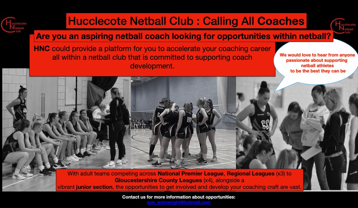 HNC_Netball's tweet photo. 🚨Calling all Coaches 🚨

Are you looking to coach at junior or senior level? Thinking of taking the next step into Regional level ? Please see the attached flyer for some great opportunities. Contact @suewainwright3 ❤️🖤

@GlosNetball 
@Glos_NDO 
@NetballSW 
@EnglandNetball https://t.co/HqRNulRX1R