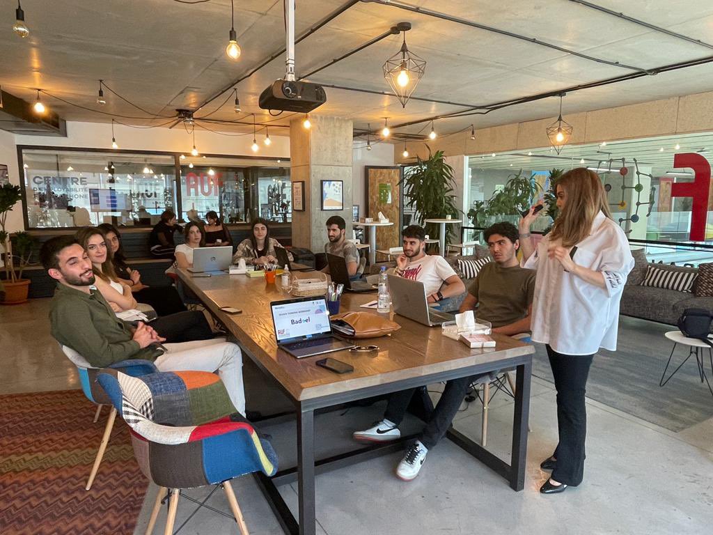 AUF_MoyenO's tweet photo. Coup d’envoi ce matin de la 2ème édition du pré incubateur #Badeel du #CEF de Beyrouth avec la première session de formation sur le design thinking, animée par Carla Saba, Directrice générale adjointe de @berytech https://t.co/vXdcTAP43x