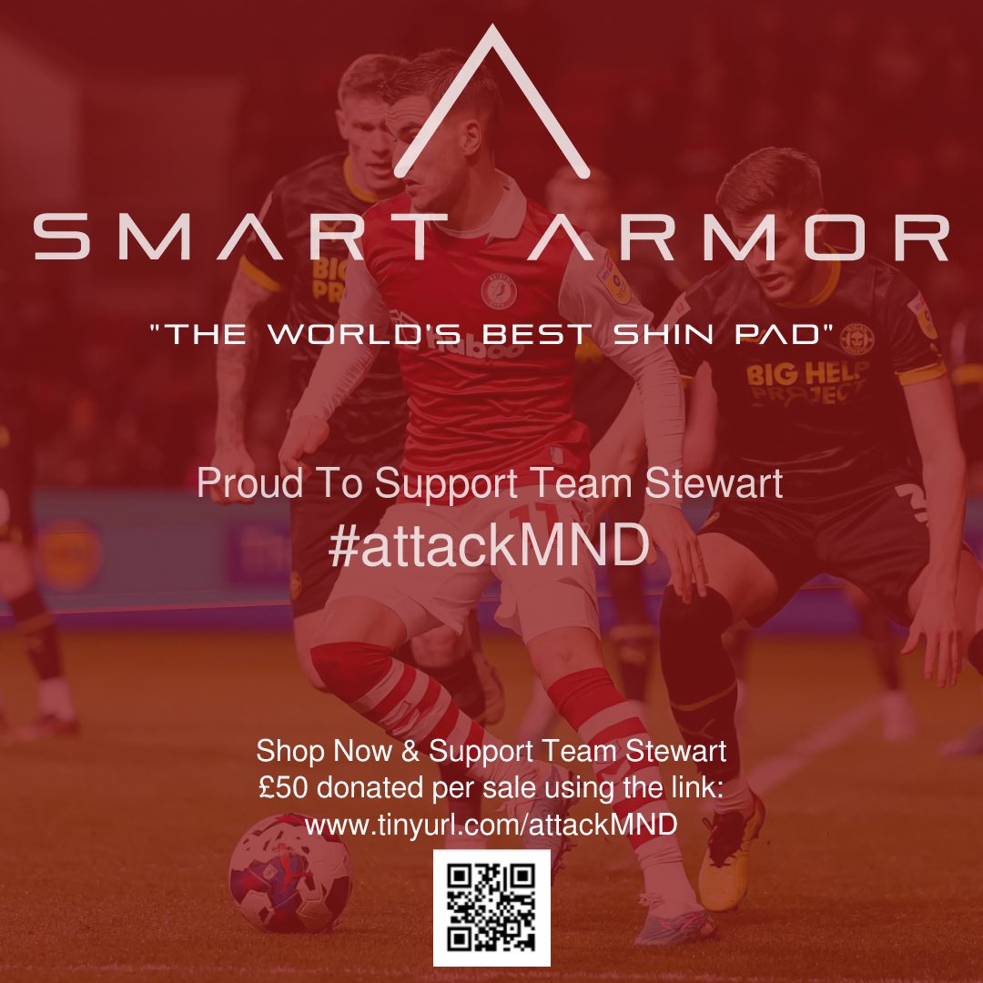 SmartArmorLtd's tweet photo. Buy using this link https://t.co/j1jcDMfmXV & we will donate £50 for every pair of #smartarmor shin pads sold to @DarbyRimmerMND on behalf of #TeamStewart https://t.co/DF0Hrej3CM