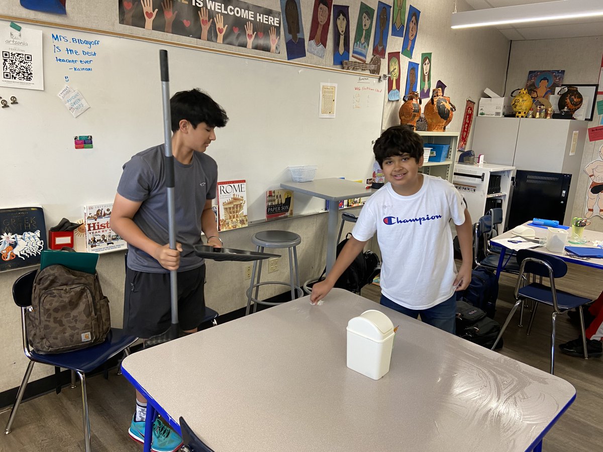 A mention from LEroomI3: Working on our Roman-style inspired mosaics. Many students took the option of representing their own cultures.  Also, had the help of some very nice students that saw a clean up need. Love it! #GratefulTeacher <a href="/NCS_LE/">Natomas Charter School Leading Edge Academy</a>