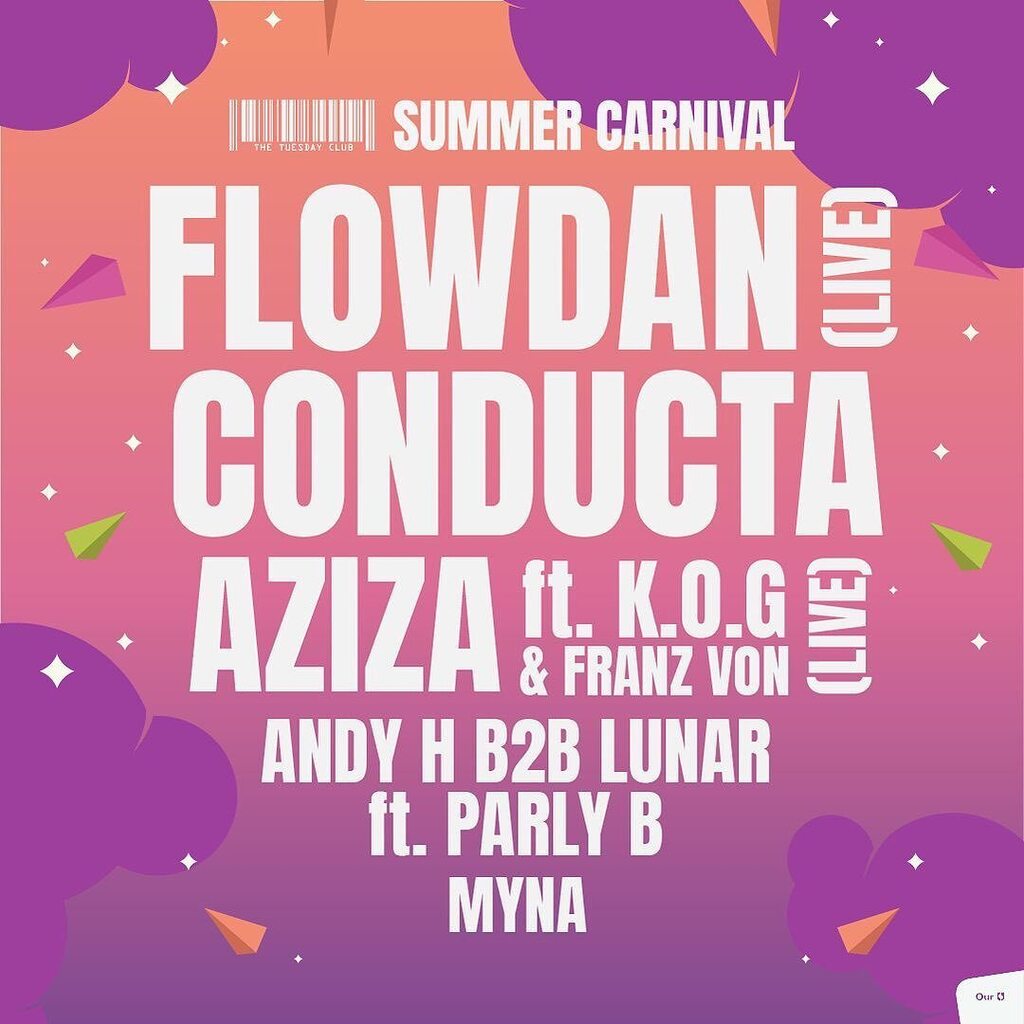 AndyHmusic's tweet photo. Posted @withregram • @tuesdayclubuk 🚨🚨 SUMMER CARNIVAL LINE UP ANNOUNCEMENT 🚨🚨

The Tuesday Club Summer Carnival returns with 12 hours of summer vibes and good times across the whole day and night! Expect live music, MCs and DJs taking us from af… https://t.co/03E8xBpjDA https://t.co/i32ARGDxjM