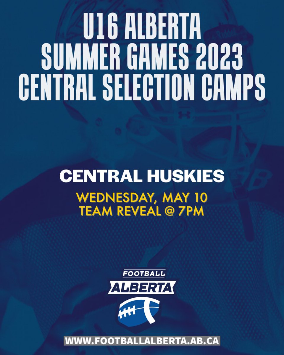 FootballAlberta's tweet photo. TODAY we announce the last team to compete in the U16 ALBERTA SUMMER GAMES - Central Huskies. Congratulations to all athletes who made it to the final roster.
ππ
#football #footballalberta #u16 #centralhuskies #centralselectioncamps https://t.co/zyhPd3qw6t