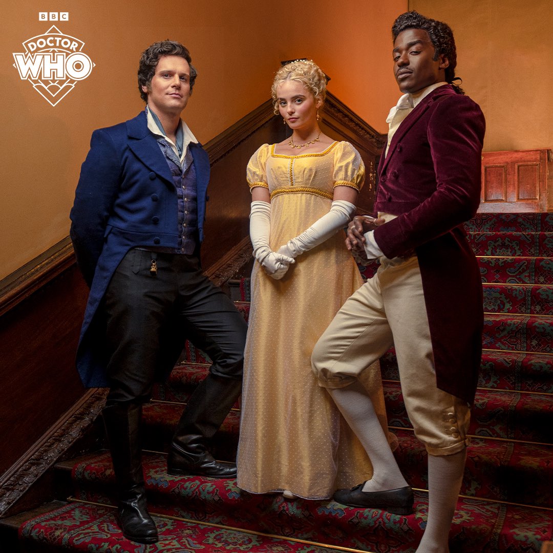 BadWolf_TV's tweet photo. Dress to impress and beware the Duchess!

A first look at Jonathan Groff in @bbcdoctorwho with Ncuti and Millie!

#DoctorWho https://t.co/a3Arr1tOjy