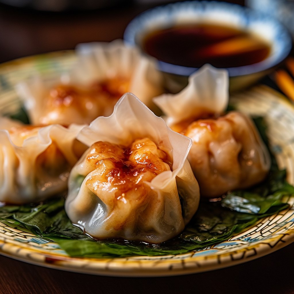 Steamed dumplings stuffed with shrimp and basil.
Via @midjourney.

#MidjourneyEats #midjourney #midjourneyv51 #michelinguide #AIphotography #synthography #AIart #AIartcommunity #AIfood #foodie