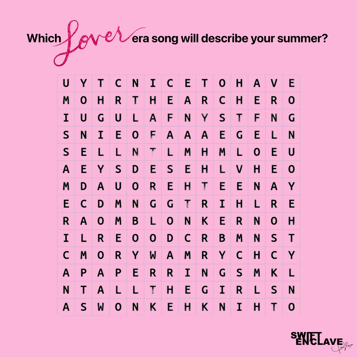swiftenclave's tweet photo. 🔎| The first Lover song you see describes your summer! What's yours? https://t.co/fXFQ3TUUth