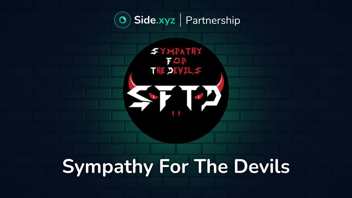 sidexyz's tweet photo. Sympathy For The Devils 🤝 https://t.co/a5rgaqz4ba

We’re thrilled to announce this new collaboration between our two projects.

@SFTD_ART will soon use Side’s Web3 Page Builder to create its Project Page. https://t.co/mcgH0F30pb