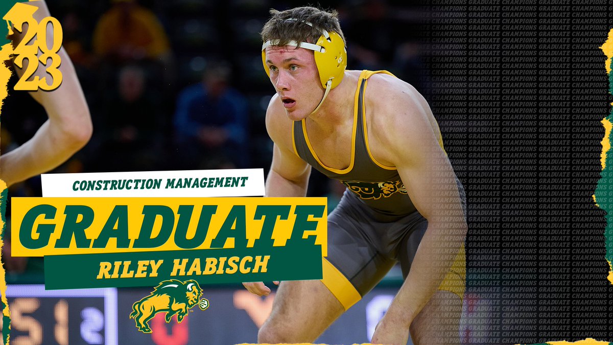 NDSUwrestling's tweet photo. 𝘾𝙤𝙣𝙜𝙧𝙖𝙩𝙨 Riley!!!

🎓 Construction Management
🤼 174 lb. https://t.co/Tjn9E0XLdR