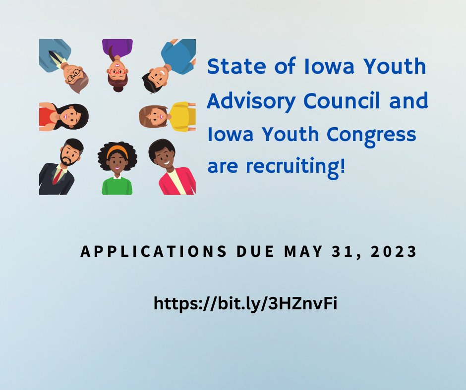 iowadhr's tweet photo. Are you a youth interested in making a difference in your community?  Apply to serve on the State of Iowa Youth Advisory Council or Iowa Youth Congress.  More information and links to applications can be found here:  https://t.co/5wSJD6f1lO. https://t.co/HzbHi0Yxn8
