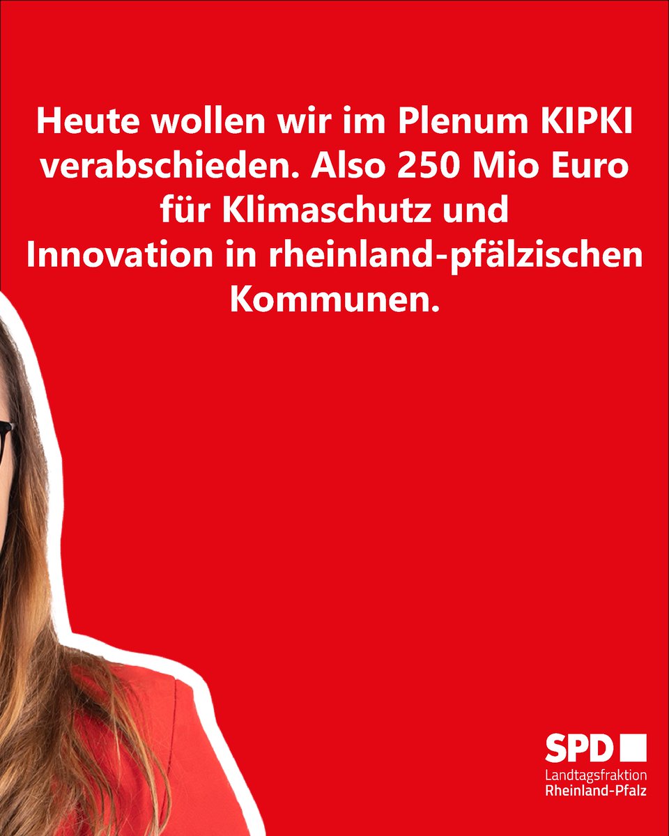 SPDFraktionRLP's tweet photo. „Mit 250 Mio. € für #Klimaschutz & #Innovation auf kommunaler Ebene sind wir bundesweiter Vorreiter und hoffentlich Vorbild zur vielfachen Nachahmung“, betont unsere klimaschutzp. Sprecherin @Tamara__Mueller heute zur 2. Beratung des Landesgesetzes #KIPKI im @ltrlp. (1/2) https://t.co/uvz1obWKAo
