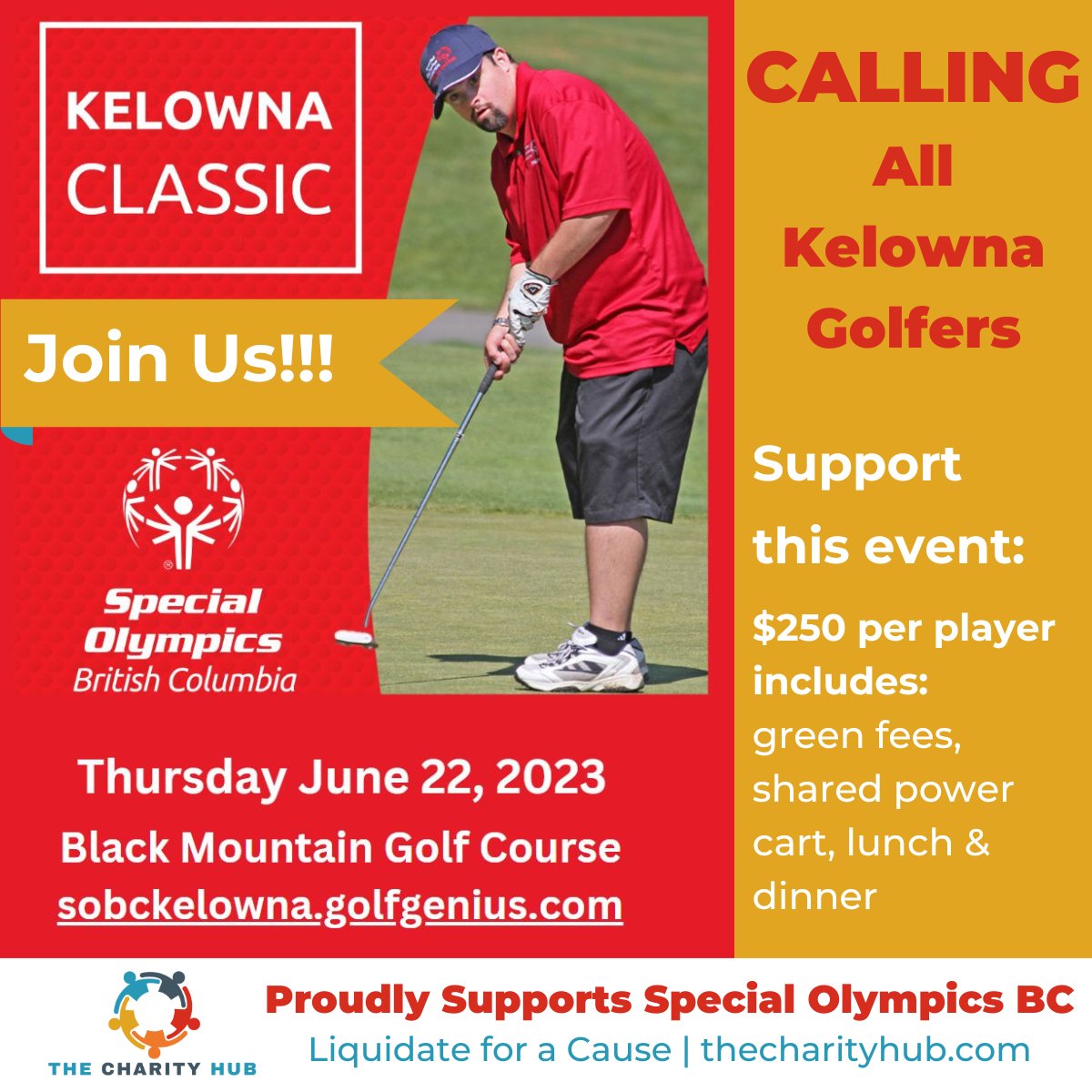 Attention #Kelowna golfers! If you're looking to play some golf AND support a fantastic cause @sobcsociety, please join our Vince Murray for a round on June 22nd. #golfevent #golffundraiser #fundraiserevent #corporatesponsorship #kelownabc #kelownaevent #golfcourse #charity