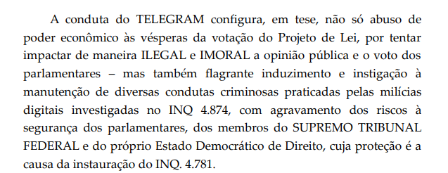 Ideiasradicais's tweet image. Em resumo, a decisão do Careca para mandar derrubar o Telegram caso não removam sua mensagem contra o 2630:

Ilegal e imoral. Não aponta a ilegalidade. E moralidade nem se fala, não cabe ao STF decidir. 

Diz que a mensagem é fraudulenta. Por que ele decidiu que é. Fim.

Censura.