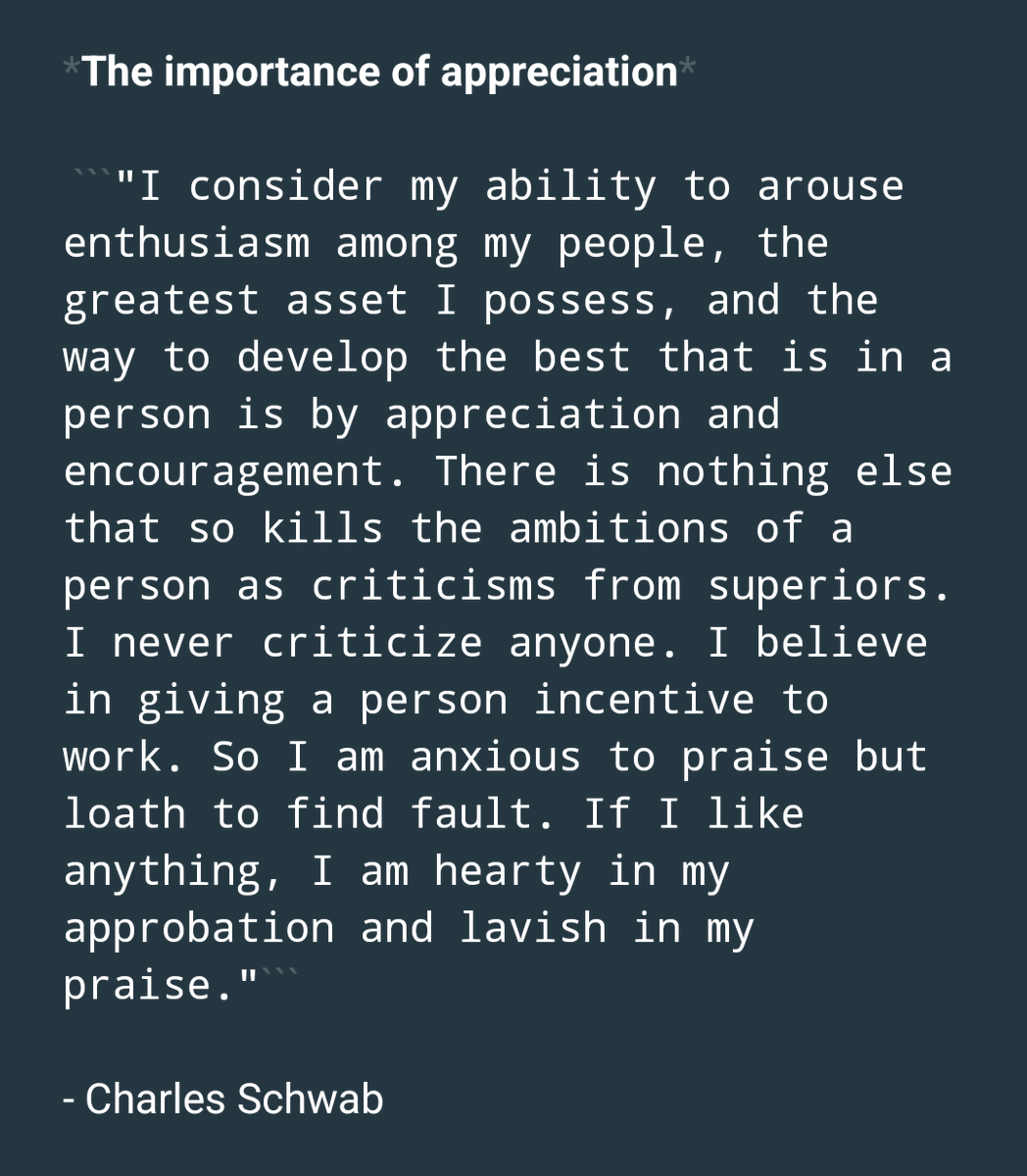 ravindharblack's tweet photo. Power of appreciation. It is a much needed one for almost anyone in any field.
#appreciate #appreciateallofyou #praise #quotes #quotesoftheday https://t.co/Bqox2Frqgz