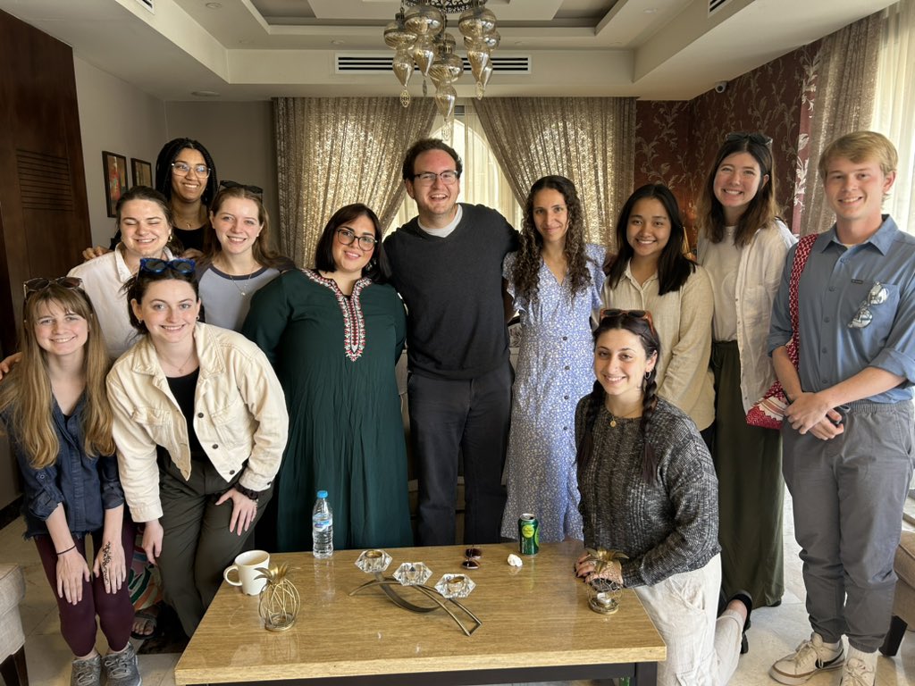 DrElishevaCohen's tweet photo. We have had amazing meetings with @FulbrightPrgrm teachers and researchers in #Jordan over this trip. Today Gabe talked to us about small NGOs in Jordan and Sophia spoke to us about science education for refugees and Jordanians #HLSinJordan https://t.co/JeDEP8llaW