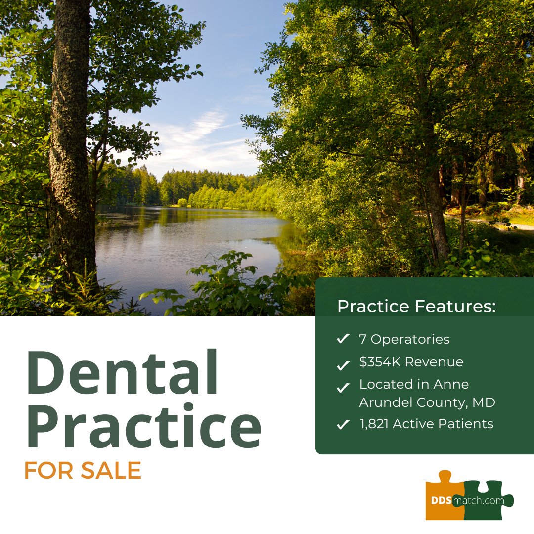 ddsmatchmid's tweet photo. General dental practice for sale in Anne Arundel County, Maryland. This practice has 7 operatories, impressive revenue, and plenty of room for growth.

See the listing: https://t.co/5QgBoLyZG7 https://t.co/nKDyrDvIpU