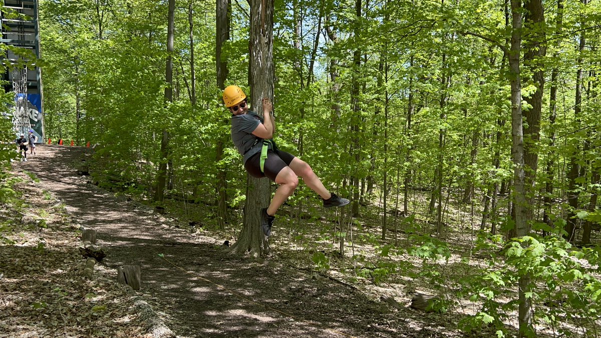 My group just finished with the climbing tower and zip line. I am so proud of each of them for pushing themselves. It was a blast! <a href="/nbes220/">@NBES220</a> #WeBelong220