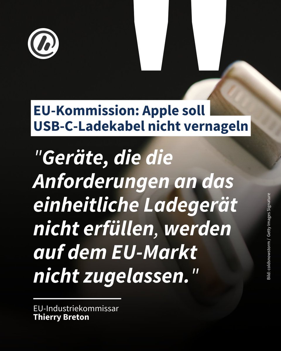Die EU will es einheitlich und Apple will angeblich (wieder) einen eigenen Weg gehen. 🤷‍♂️🤷‍♀️

Nun hat die EU-Kommission aber Apple gewarnt, dass Einschränkungen im  Zusammenspiel mit Ladegeräten nicht erlaubt sind❗ Zum Artikel: heise.de/-8986709