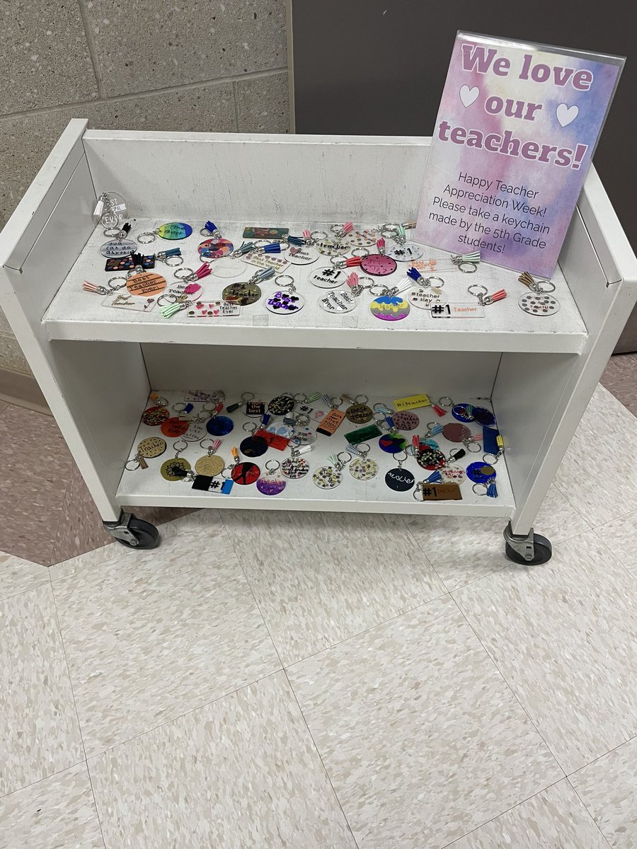 newhtfdlibrary's tweet photo. Keychains made by students for teachers! #TeacherAppreciateWeek #newhtfd https://t.co/GNSvVURxUJ