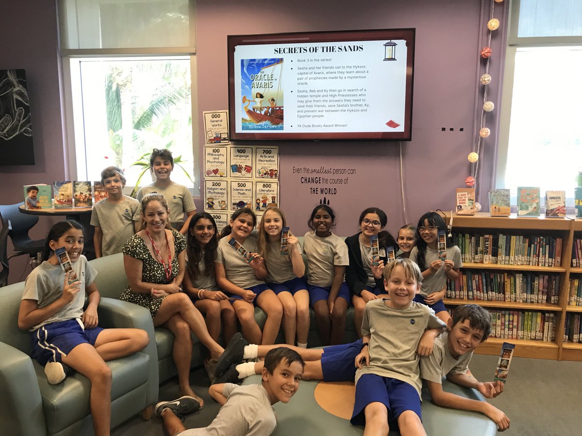 Author ⁦@alishasevigny⁩ is visiting G4 Ss this week during their ⁦@cis_library⁩ classes to talk about how she researched Ancient Egypt in preparation for writing the Secrets of the Sands series ⁦@cayintschool⁩ #cisinspires #cisreads