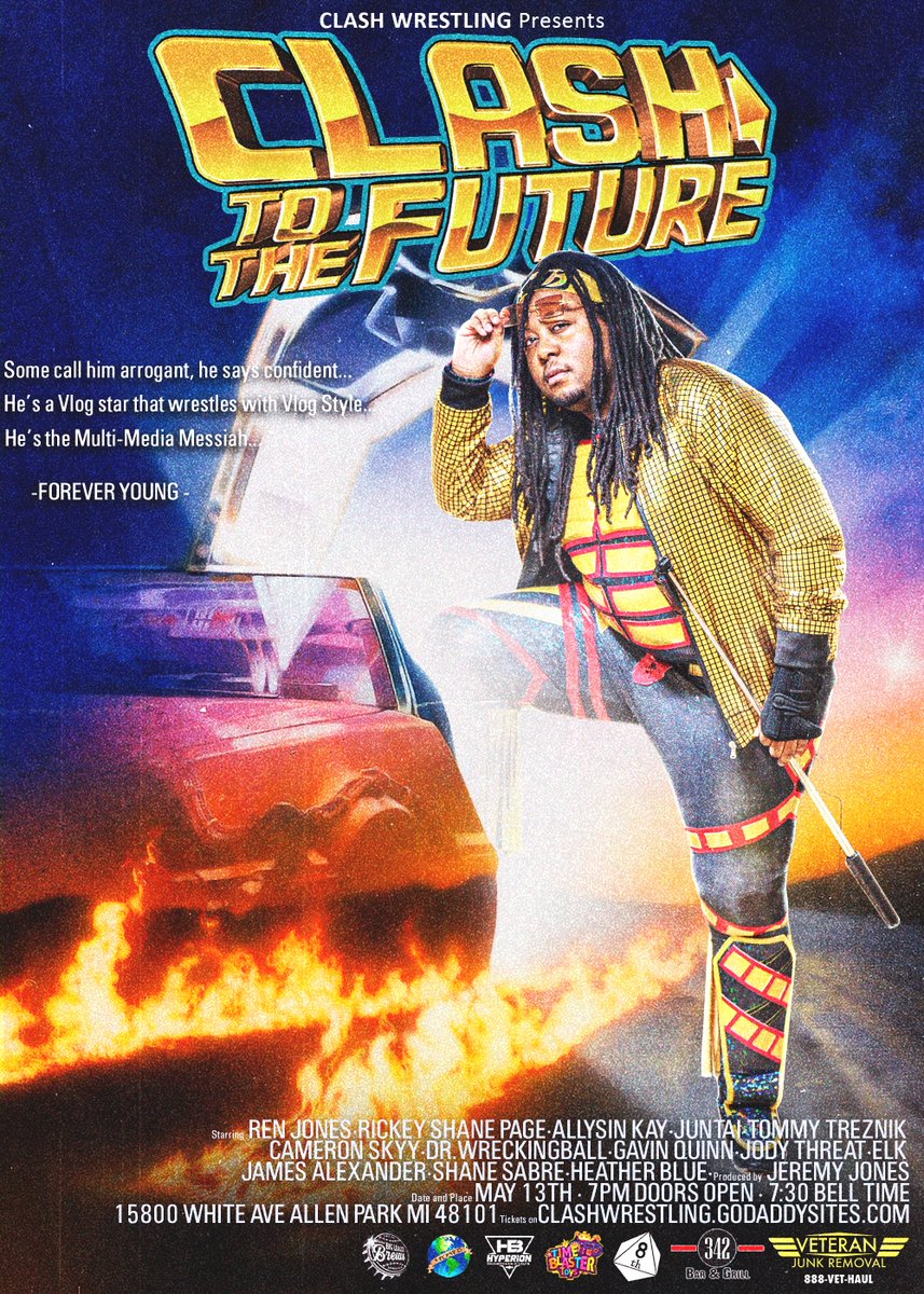 Great Scott! Will Forever Young set foot through the time portal this Saturday? Discover the precise moment when we embark on our epic journey this Saturday at #CLASHTOTHEFUTURE!
🎟️available: clashwrestling.godaddysites.com
#WrestlingTwitter #wrestleUNIVERSE #wrestling #backtothefuture