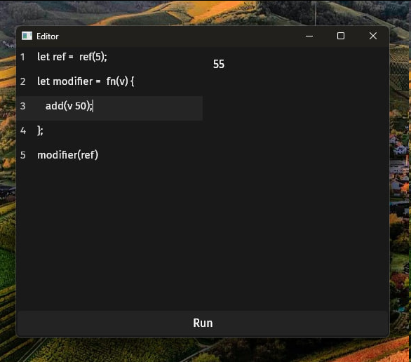 mkenzo_8's tweet photo. I made a toy programming language some months ago, and now, I just a made a little code runer for it, using freya 🦀
It's really simple, but fun to be using them together!
https://t.co/q3MlcNDGuG
#rustlang #freya #dioxus https://t.co/babCnWiQYV