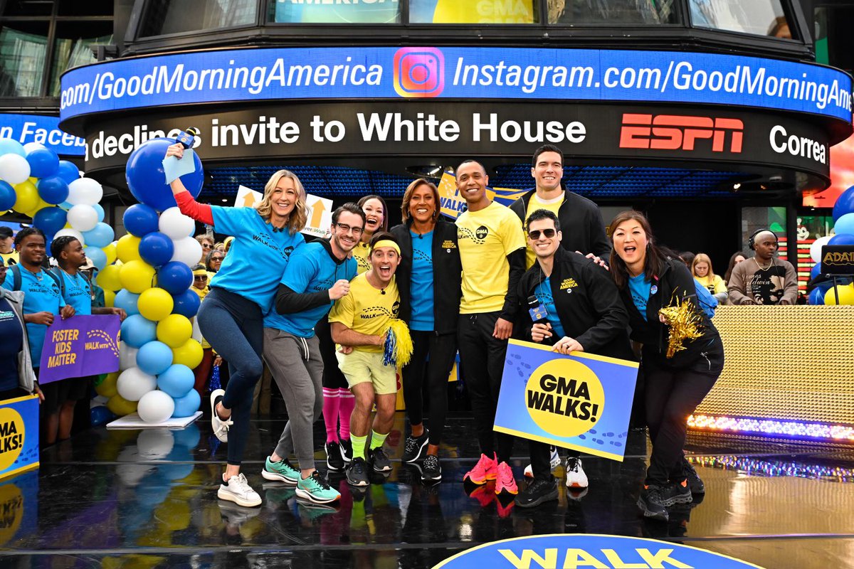 GioBenitez's tweet photo. What a beautiful morning walking with these wonderful humans on @GMA! Hope it encourages you to get your daily steps in! #WalkWithGMA #NationalWalkingMonth https://t.co/XzeMVjxNej