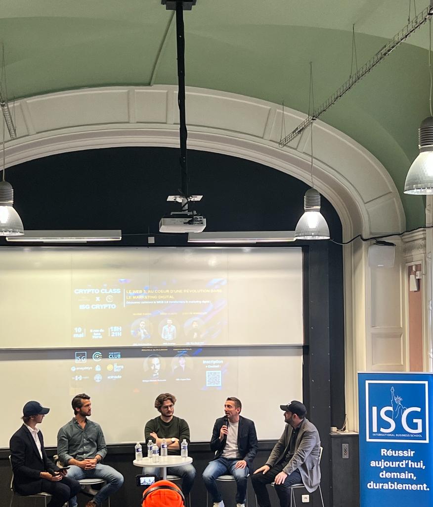 InterCellar_'s tweet photo. LIVE from @IsgCrypto !🔴 Our CEO @louloudbc together with David, @dlt_maximalist, @_mschulmann @emersonheck_ on #Web3 and digital marketing 🍇

Catch us for a glass in a bit if you're also around ! 🍷🫶 https://t.co/bHNpJ0Sv4K