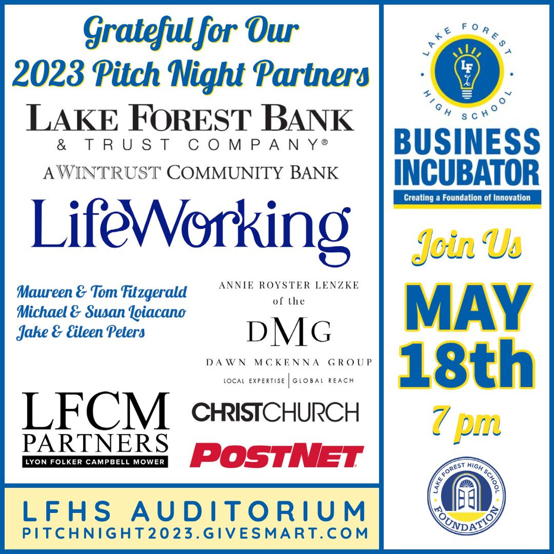LFHS Foundation is thrilled to be hosting the 9th Annual Pitch Night at LFHS on Thursday, May 18th at 7 PM in the RMA. The teams selected to compete at the event will be announced on Friday, May 12th. Learn more at conta.cc/44PKE72