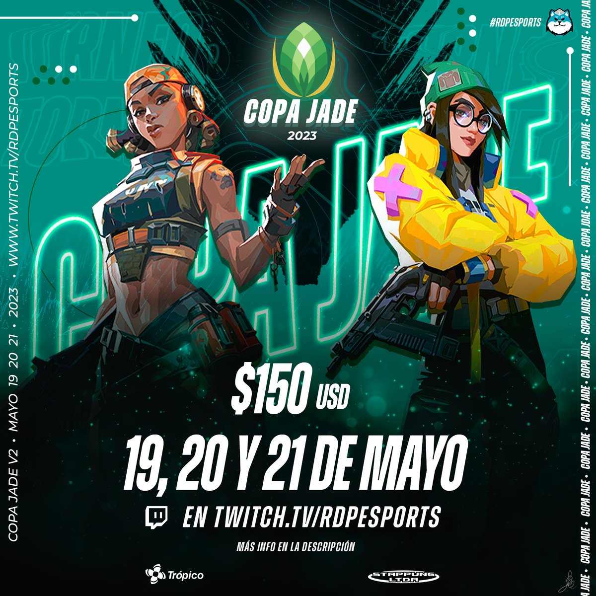 RDP_ESPORTSGG's tweet photo. SORPRESA PARA EL MUNDO FEM!!!!!

VUELVE LA #CopaJade este 2023

💵150 USD Premio
📅 19, 20 y 21 de Mayo
Inscripciones -----> https://t.co/LqLDKcSryQ

Transmiciones en el canal de RDP!!!! https://t.co/4vZFJmQE1C