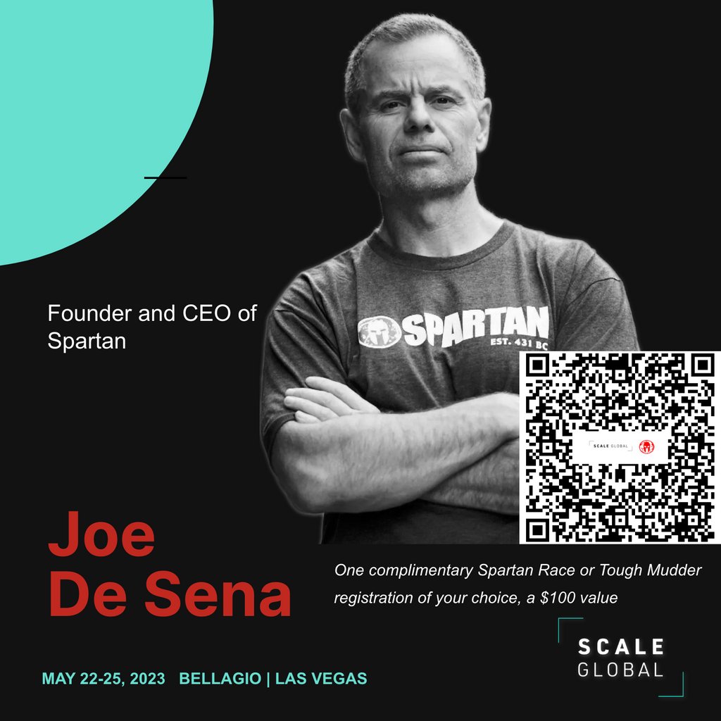 thescalesummit's tweet image. Test your limits and push yourself to the max! Join the mastermind behind the epic Spartan races, @realJoeDeSena, at the upcoming SCALE Global Summit in Las Vegas, NV, The Bellagio from MAY 22-25, 2023. Register now at l8r.it/CJzL and join the ultimate challenge!