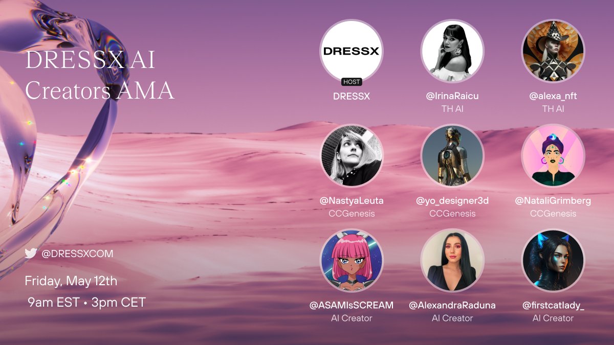 🎉 The first AMA space with the winners of the DRESSX AI Creator challenge is ready! 🎉

Share with us the experience and inspiration for their generations as well as details about their assets within the DRESSX Marketplace! 💥

Tommy Hilfiger <a href="/IrinaRaicu/">Irina RAICU, PhD</a> <a href="/alexa_nft/">Alex-Elena P.🔮⚡</a>   - DRESSX AI
