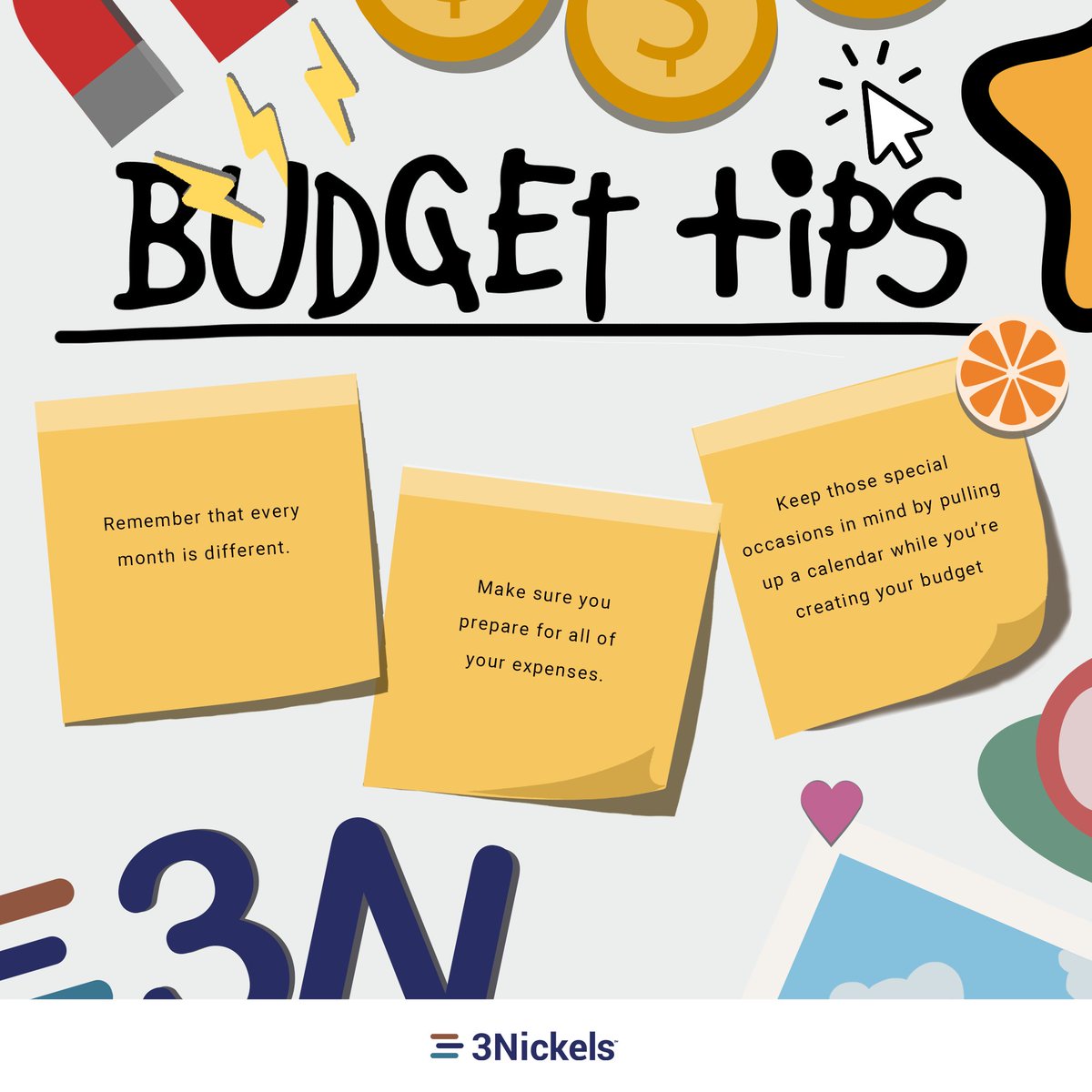 3nickelsfi's tweet photo. In general, but especially during the summer, we often need to adjust our budget month to month! It's best to start planning those changes and adjustments now--whether it's vacations, special occasions, etc--so, all you need to do later is enjoy them ☀️💛🎯 https://t.co/sbEue6yhHm
