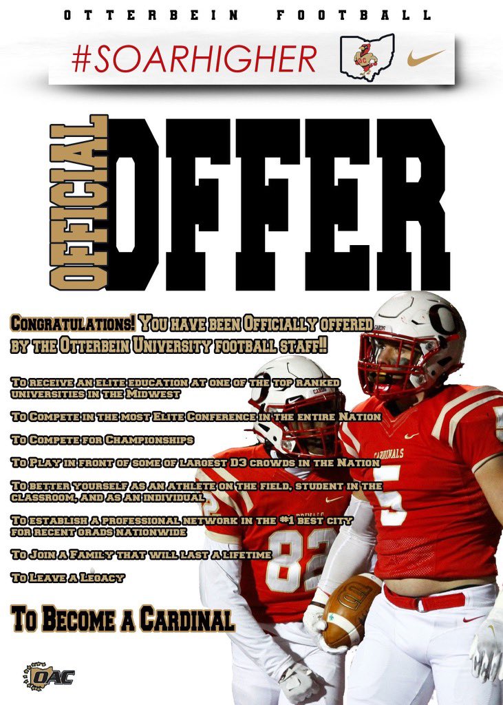 alijahaverett72's tweet photo. After a great talk with @CoachBelluccia , I am beyond blessed to receive my first offer from otterbein university #gocardinals
#HardWorkPaysOff https://t.co/fcaNJkWsBR