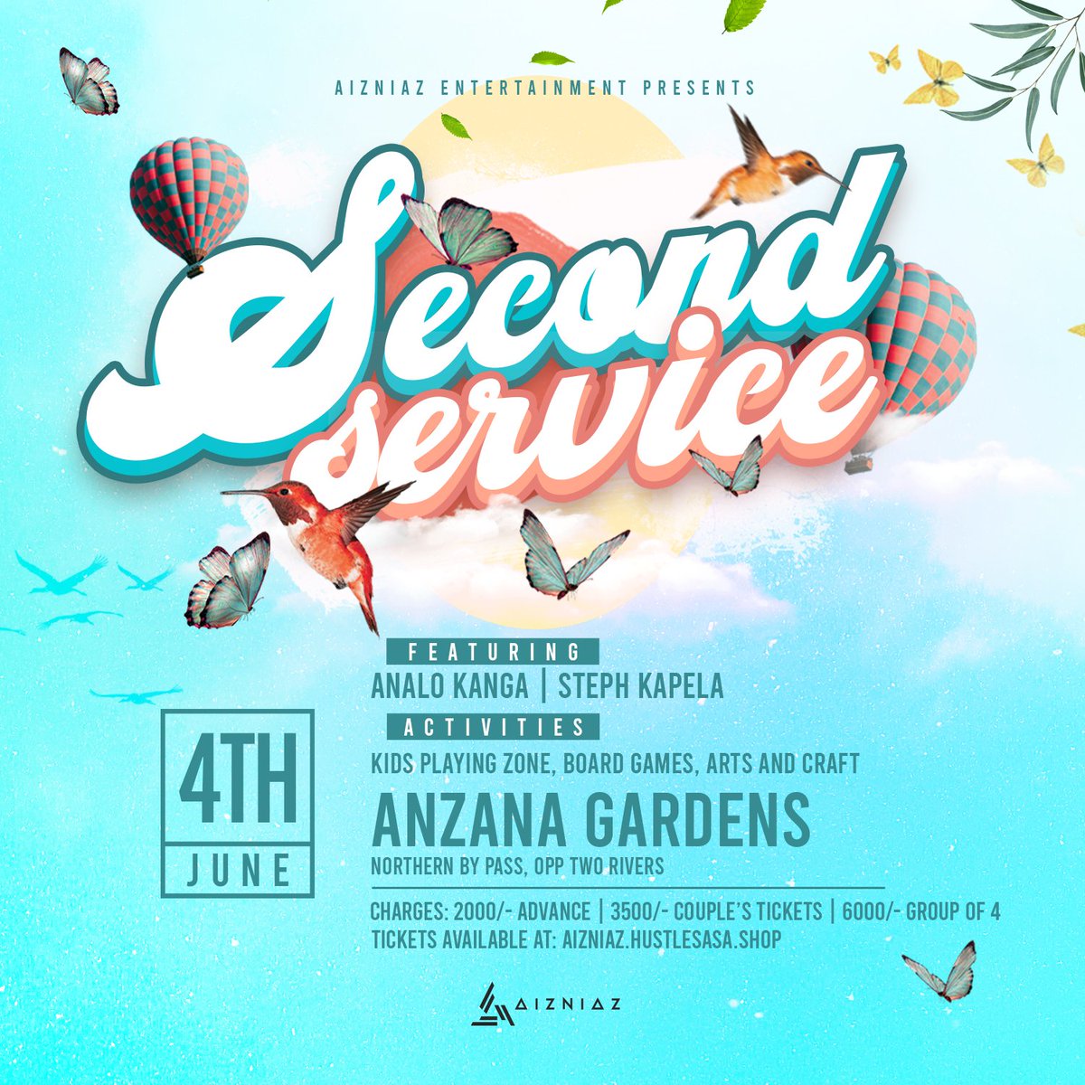 aizniaz_ent's tweet photo. Second Service #3 is now live!

HAPPENING ON JUNE 4TH, 2023, AT  ANZANA GARDENS FROM 12 PM TO 7 PM

Performances by @iamkapela
and @analokanga

Single, couple, and group tickets available on https://t.co/5gPMo1M98V

#AIZNIAZEntertainment #Events #SecondServiceKE #kenyanculture https://t.co/xe6BEr1WhR
