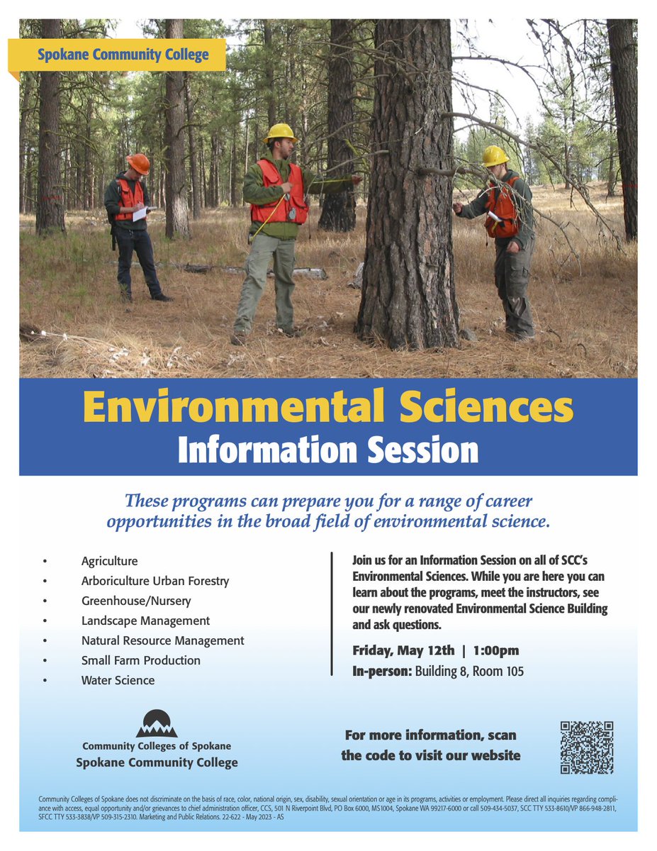 .@CCofSpokane is hosting an Environmental Sciences Information Session this Friday!

scc.spokane.edu/News-Events/Ca…

#EnvironmentalScience #science #Spokane #CTE #SpokaneValleyCTE #CareerTechnicalEducation #CareerTechEd