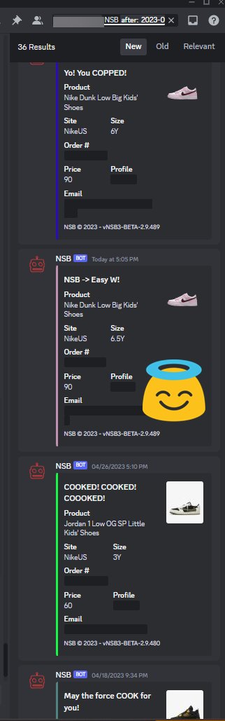 It's been a while since my last tweet.

I can't express how happy I am with @NSB_Bot, NSB3 is amazing. Eating every drop.

Great job @28Daylar @nanekj 📈📈

Server: @Sauceservers
Proxies: @apeproxy 
CG: @SneakerSquadX 

#backontwitter #nsb3 #ifykyk #success