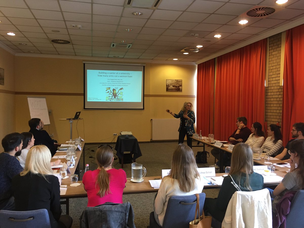 PRIME_H2020's tweet photo. Great start of the GA meeting with an inspiring masterclass for early career researchers by prof Dora Reglodi - about building a career in science, perseverance and finding the thing you love #ECR #albaNetwork #growingUpInScience https://t.co/aex9Y2EswG