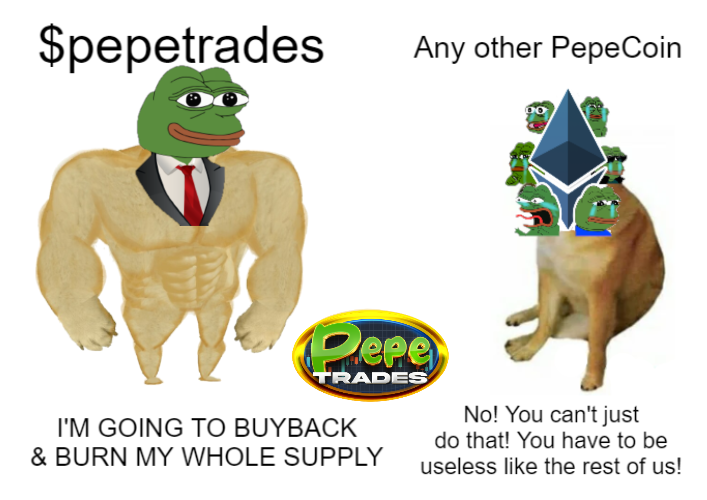 After our first successful trade we've already burned about 2% of the supply.
With #PepeTrades, with investments, it's all about the long game. 
Get in on the action &amp; hodl!
Dope trading strategy and strategic partnerships 
ensures steady growth &amp; gains. 
#pepecoin #memecoin #ETH