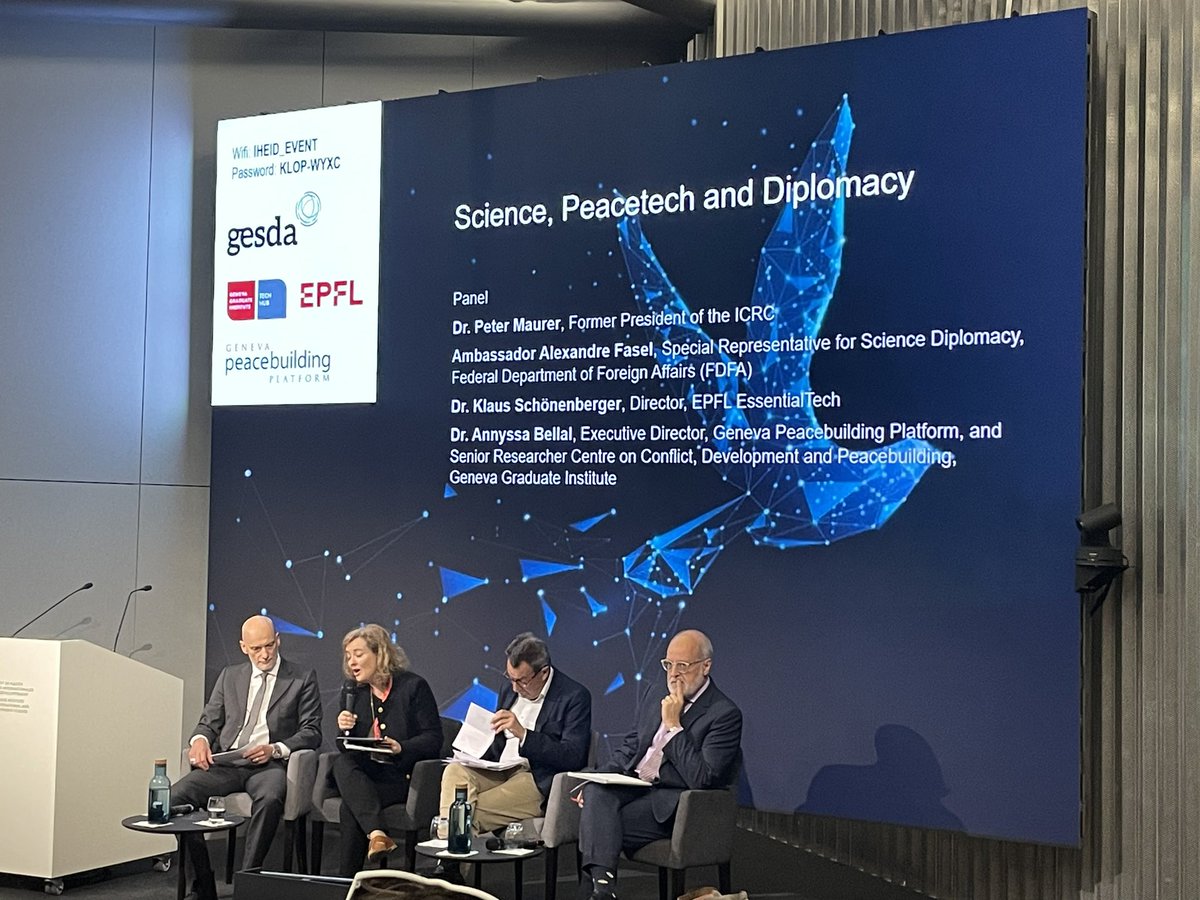 DenisNaughten's tweet image. Debating science, peacetech and diplomacy - learning how to harness technology for peace 
This is part of the @GESDAglobal Geneva Science Diplomacy Week #SDweek23
Log on here gpplatform.ch/science-peacet…