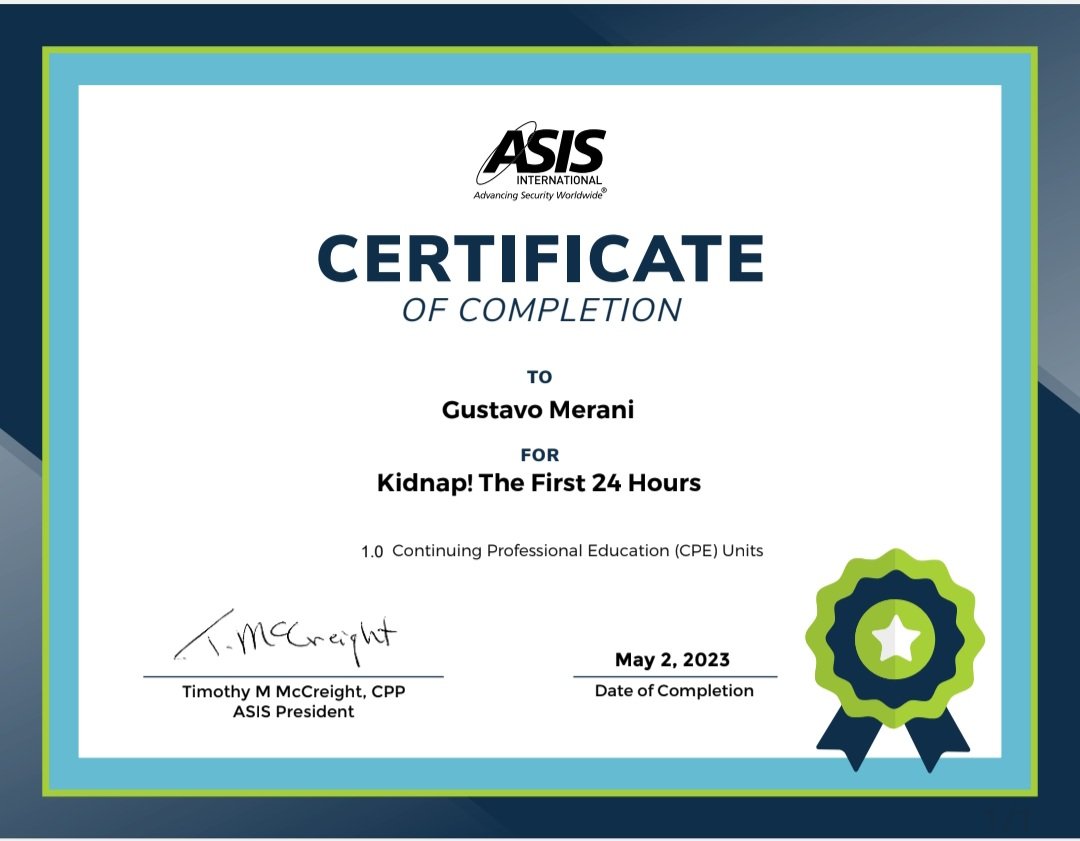 gustavomerani's tweet image. Capacitación constante.
Gracias @ASIS_Intl #MyASIS

Comunidad de Protección Ejecutiva.