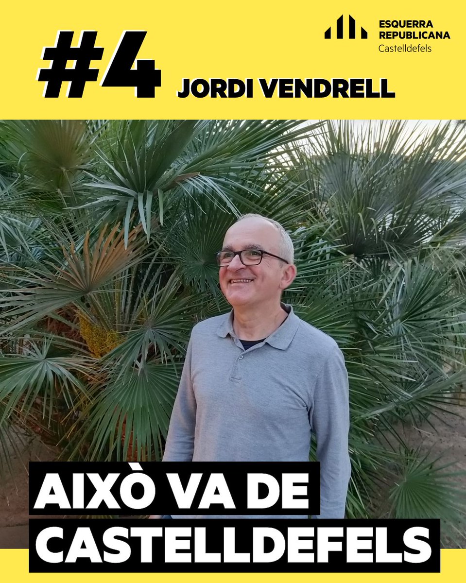 ERCastelldefels's tweet photo. 🙋‍♂️ El Jordi Vendrell és el número # 4️⃣ a la llista d'Esquerra Republicana #Castelldefels per les #Municipals2023

🗣 "No només volem ser útils a la gent, sinó que estem preparats per ser-ho."

#AixòVaDeCastelldefels #28M2023 https://t.co/oG7vNXSz6J