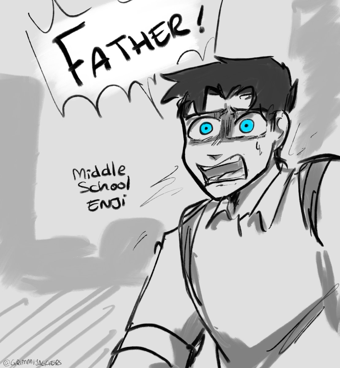 grimmijaggers's tweet photo. #mha356 SPOILERS 
What if: Enji’s dad didn’t die?
Obviously, my own non-canon take on Enji’s parents/backstory. 

Haruo Todoroki: Single father, easily stressed workaholic, elementary school sports coach, weak fire quirk.

#enjitodoroki #torodoki #mha #bnha  
1/4 https://t.co/RAsecQfHNe