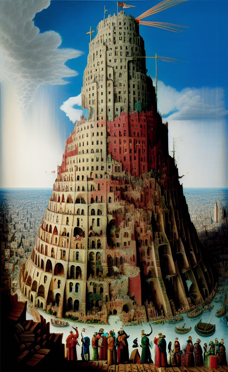 AlberichChilion's tweet photo. "And they said, Go to, let us build us a city and a tower, whose top may reach unto heaven; and let us make us a name, lest we be scattered abroad upon the face of the whole earth." - Genesis 11:4 Pt. 3 #Aiart #TheBible #AiArtwork #city #tower #Heaven #earth https://t.co/AHzNCqPNIC